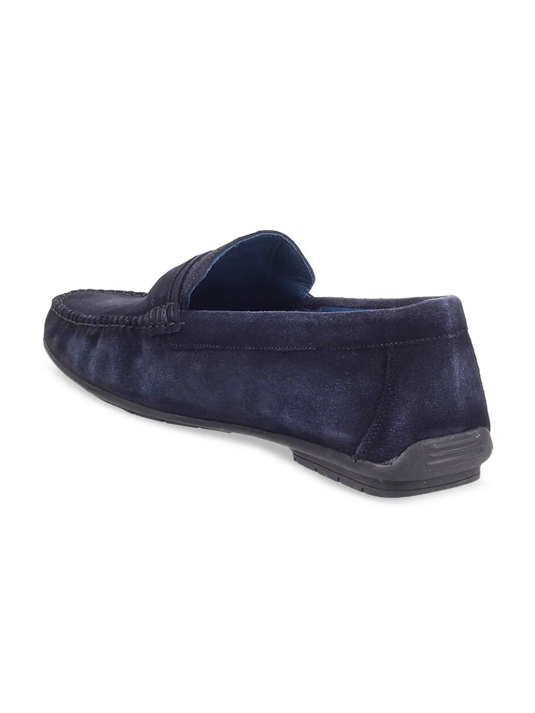 Mochi Men Blue Leather Loafers