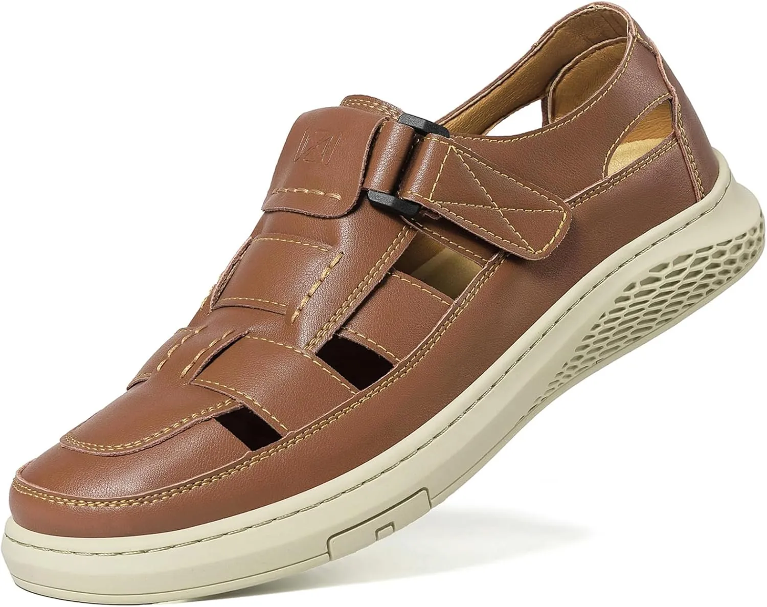 Moodeng Men's Sandals Causal Leather Sandals Outdoor Sport Sandals Lightweight Arch Support Walking Loafers