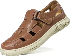 Moodeng Men's Sandals Causal Leather Sandals Outdoor Sport Sandals Lightweight Arch Support Walking Loafers