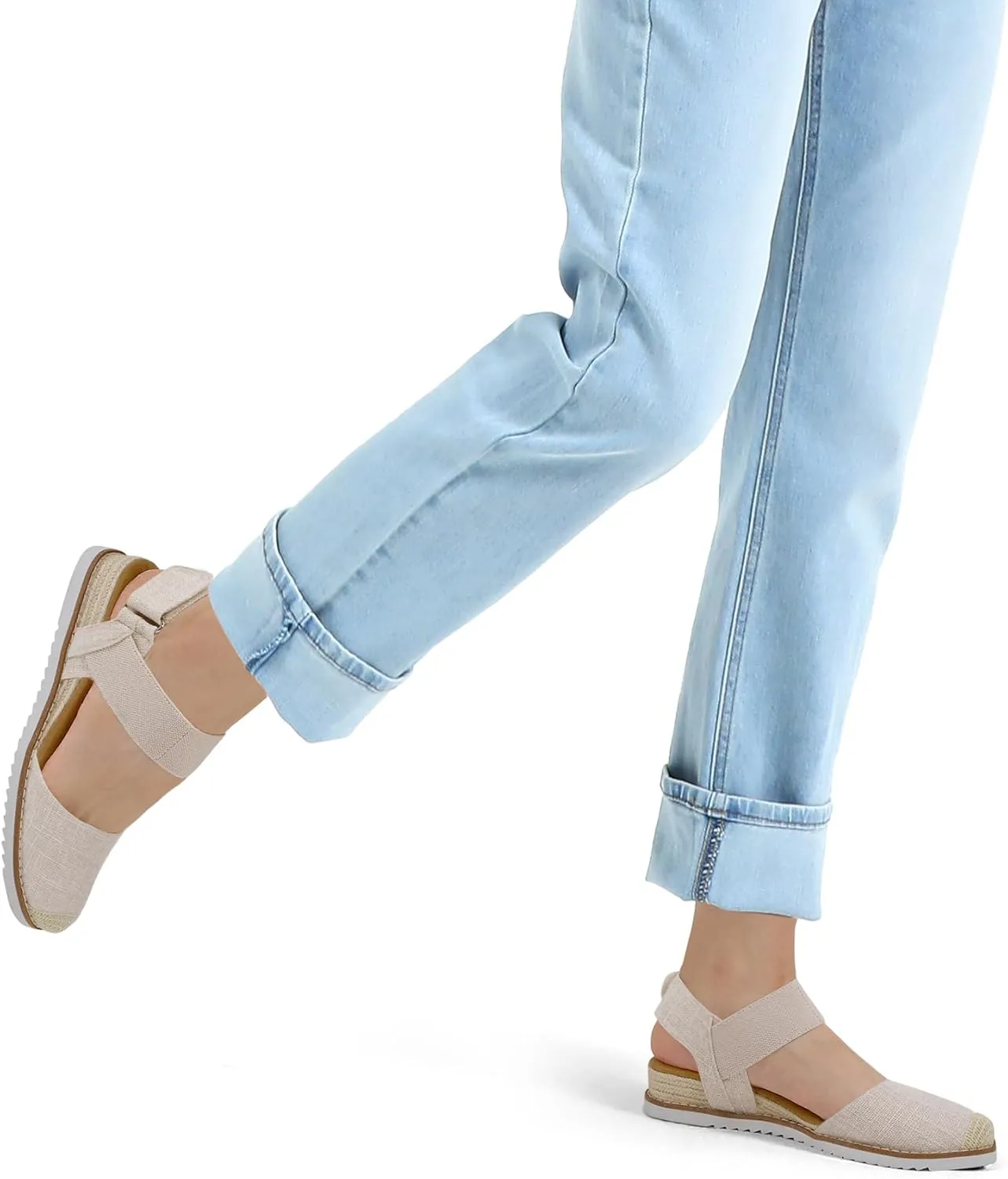 mysoft Women's Low Wedge Sandals Comfortable Closed Toe Espadrilles Slip on Elastic Ankle Strap Walking Sandals