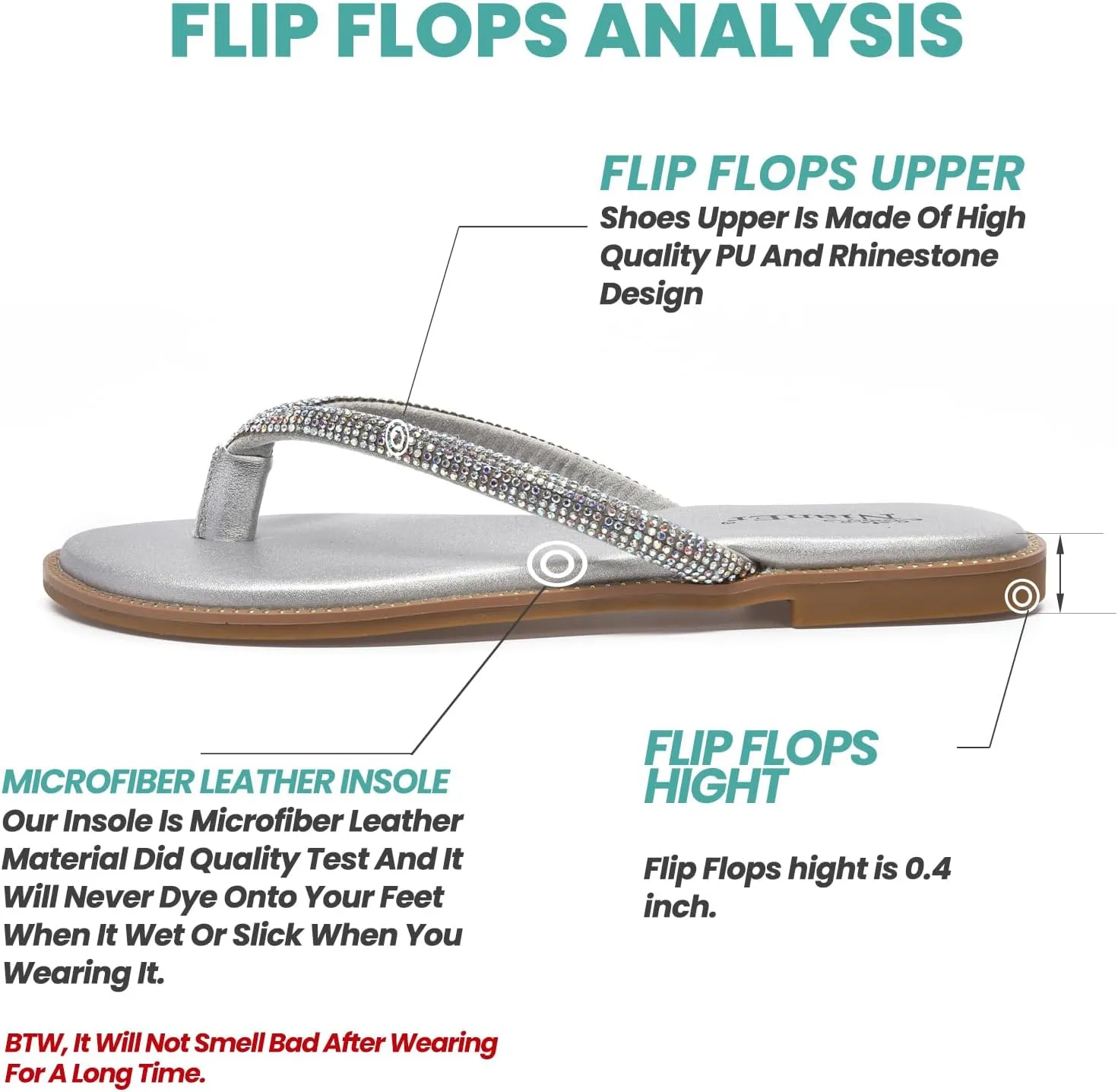 NianEr Womens Microfiber Leather Comfort Foam Rhinestone Glitter Sparkly Dress Flip Flop Sandals Summer Cute Flat Slides