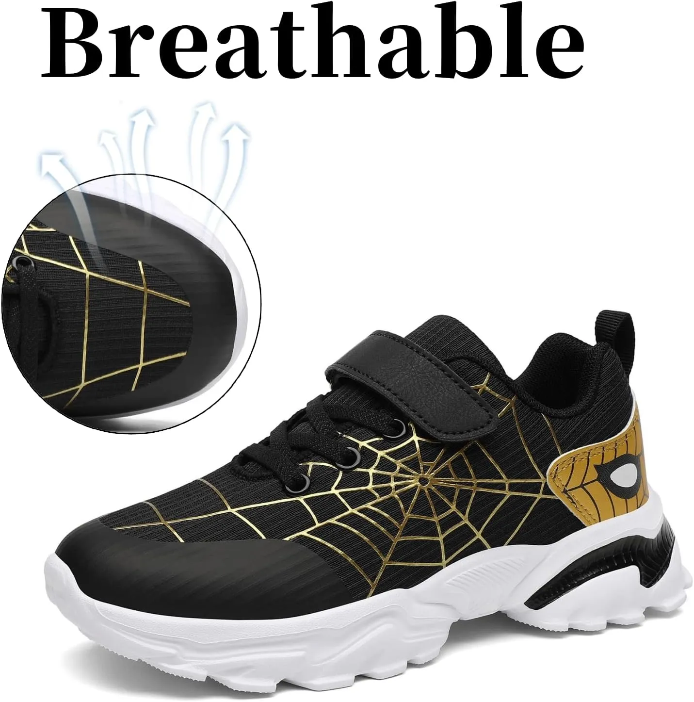 Nihaoya Kids Athletic Shoes Breathable Lightweight Sneakers for Boys & Girls Non-Slip Running Tennis Shoes with Web Pattern Design & Flexible Sole