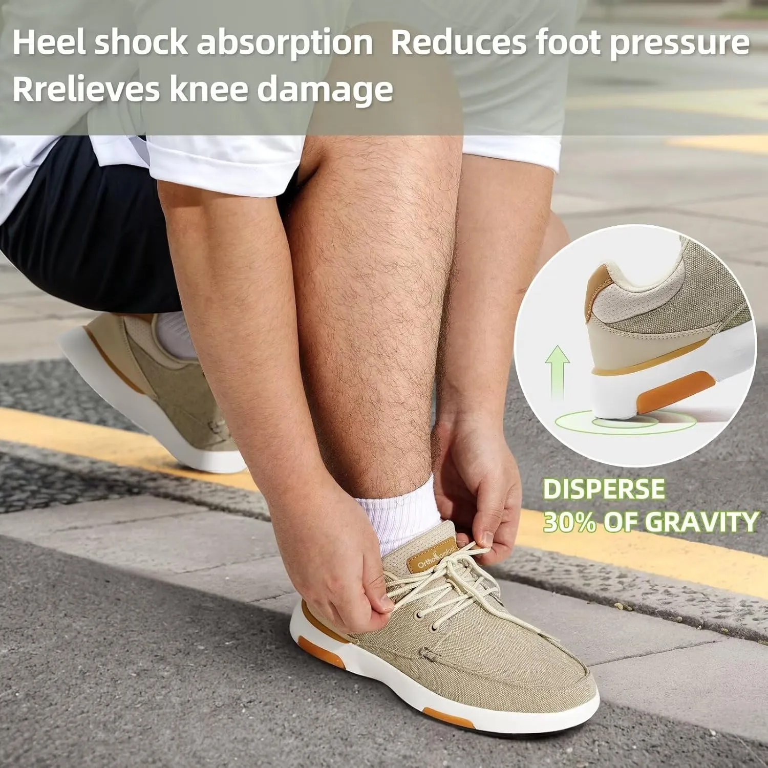 OrthoComfoot Men's Orthopedic Walking Shoes with Arch Support: Comfortable Casual Plantar Fasciitis Shoes for Flat Feet, Adjustable Cushion Orthotic Fashion Sneakers for Foot and Heel Pain