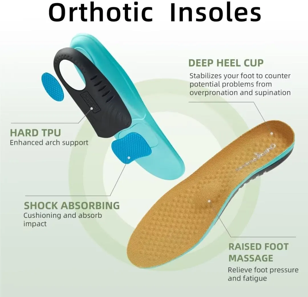 OrthoComfoot Men's Orthopedic Walking Shoes with Arch Support: Comfortable Casual Plantar Fasciitis Shoes for Flat Feet, Adjustable Cushion Orthotic Fashion Sneakers for Foot and Heel Pain