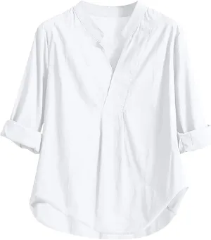 Oversized Shirts for Women Casual Slanted Button Vneck Short Sleeve Tshirt Thin Lightweight Breathable Summer Outfits
