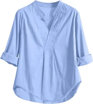 Oversized Shirts for Women Casual Slanted Button Vneck Short Sleeve Tshirt Thin Lightweight Breathable Summer Outfits