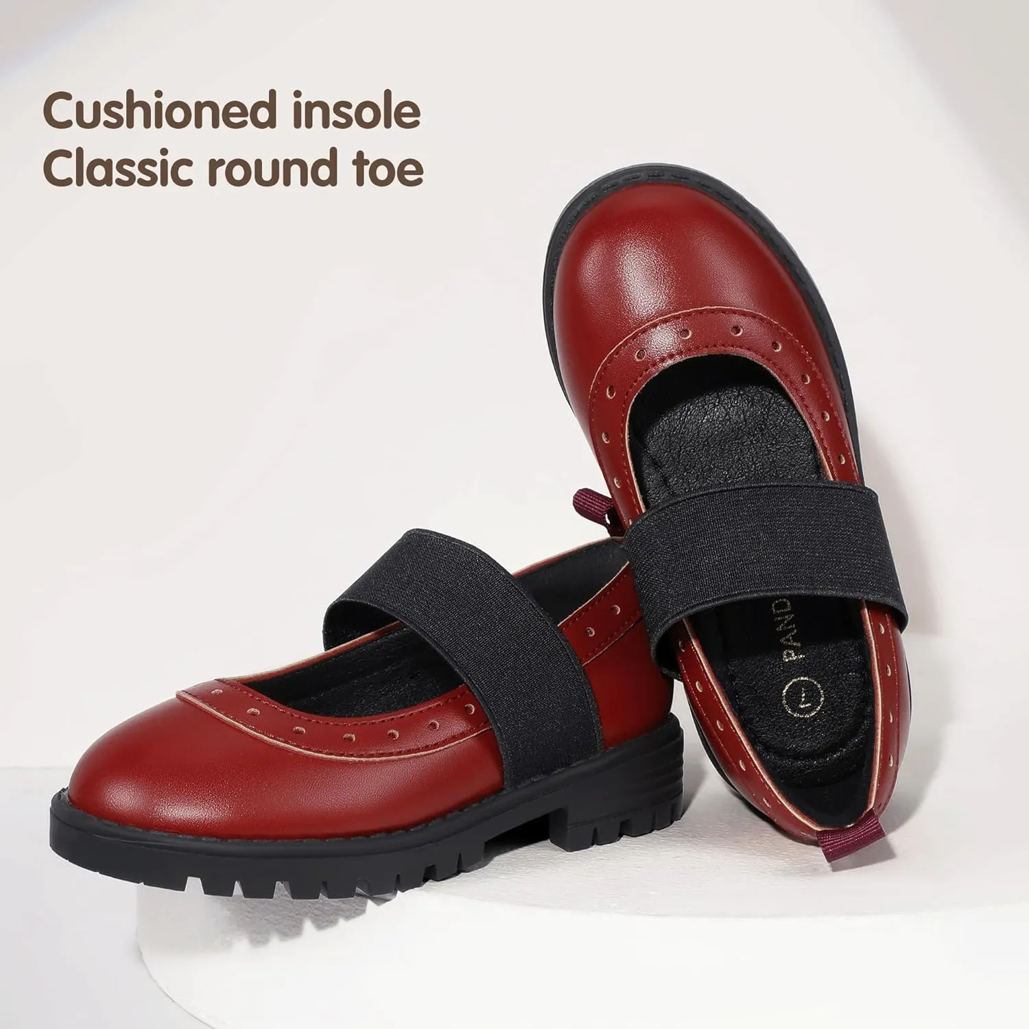 PANDANINJIA Toddler Girls Mary Jane School Shoes Kids Elastic Strap Platform Flats Dress Shoes