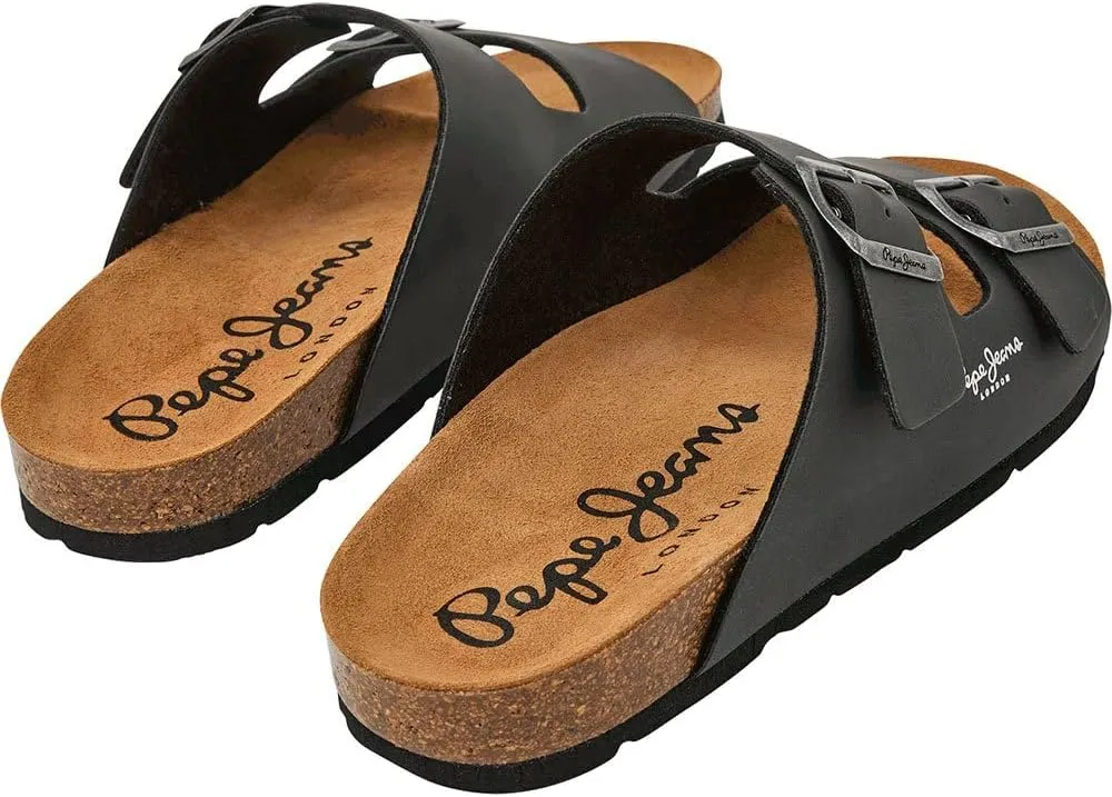 Pepe Jeans Kansas PMS90108-999 Double Strap and Big Loop Sandals Organic M Black
