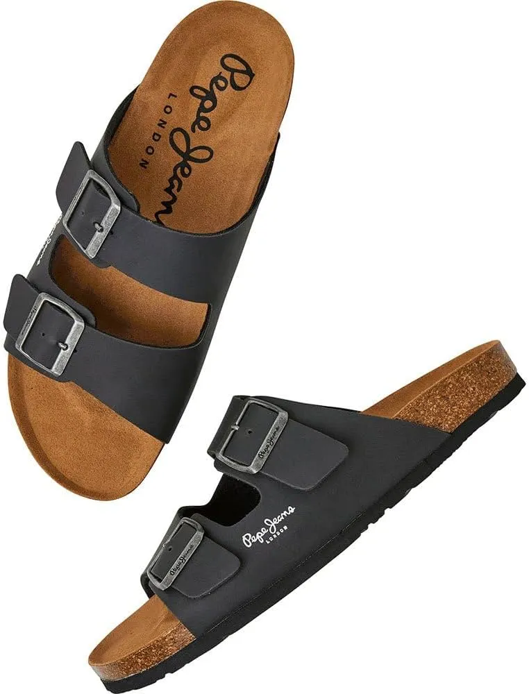 Pepe Jeans Kansas PMS90108-999 Double Strap and Big Loop Sandals Organic M Black