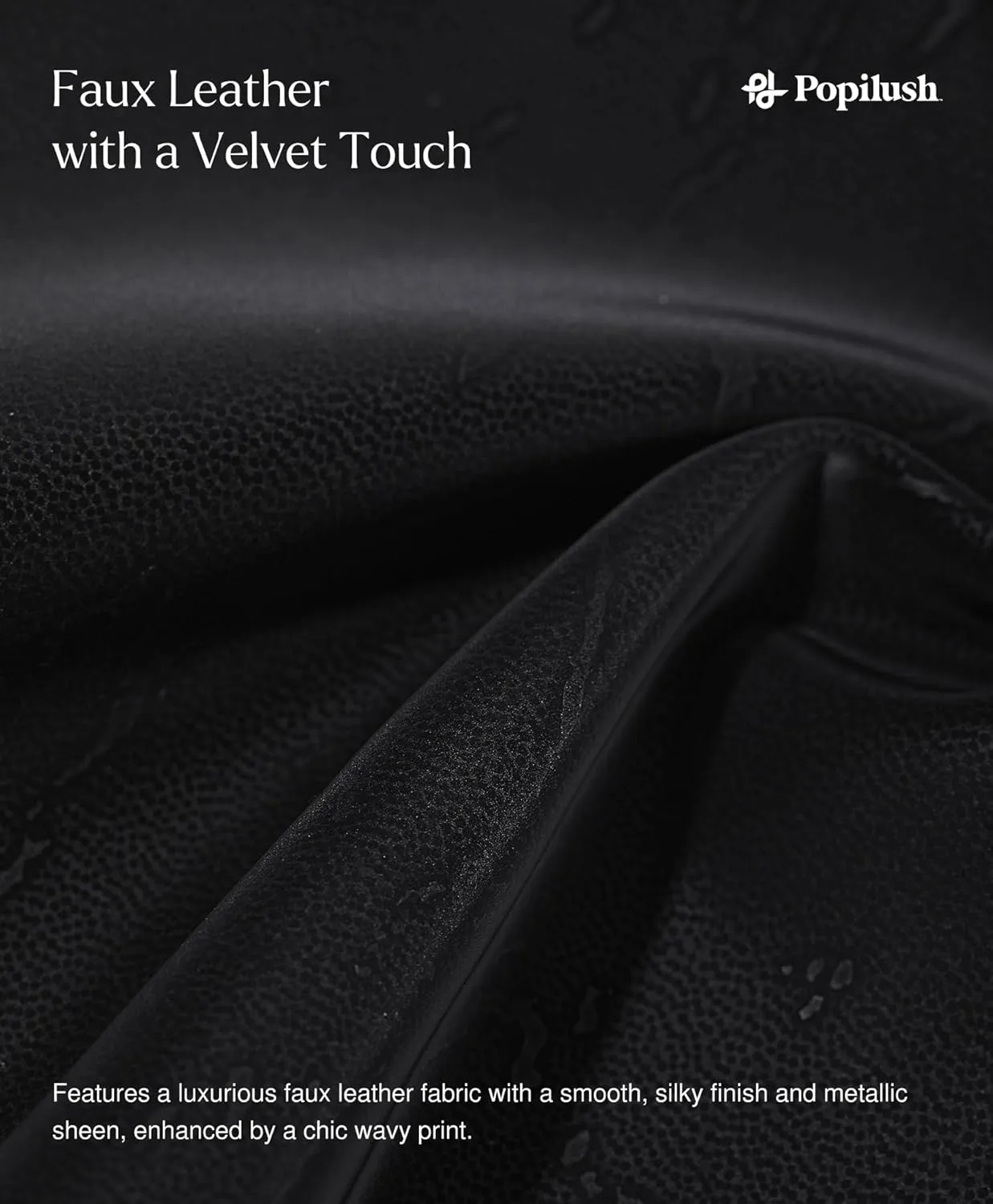 Popilush Leather Dress with Built in Shapewear Square Neck Slit Midi Dresses Faux Leather Concert Club Outfits for Women