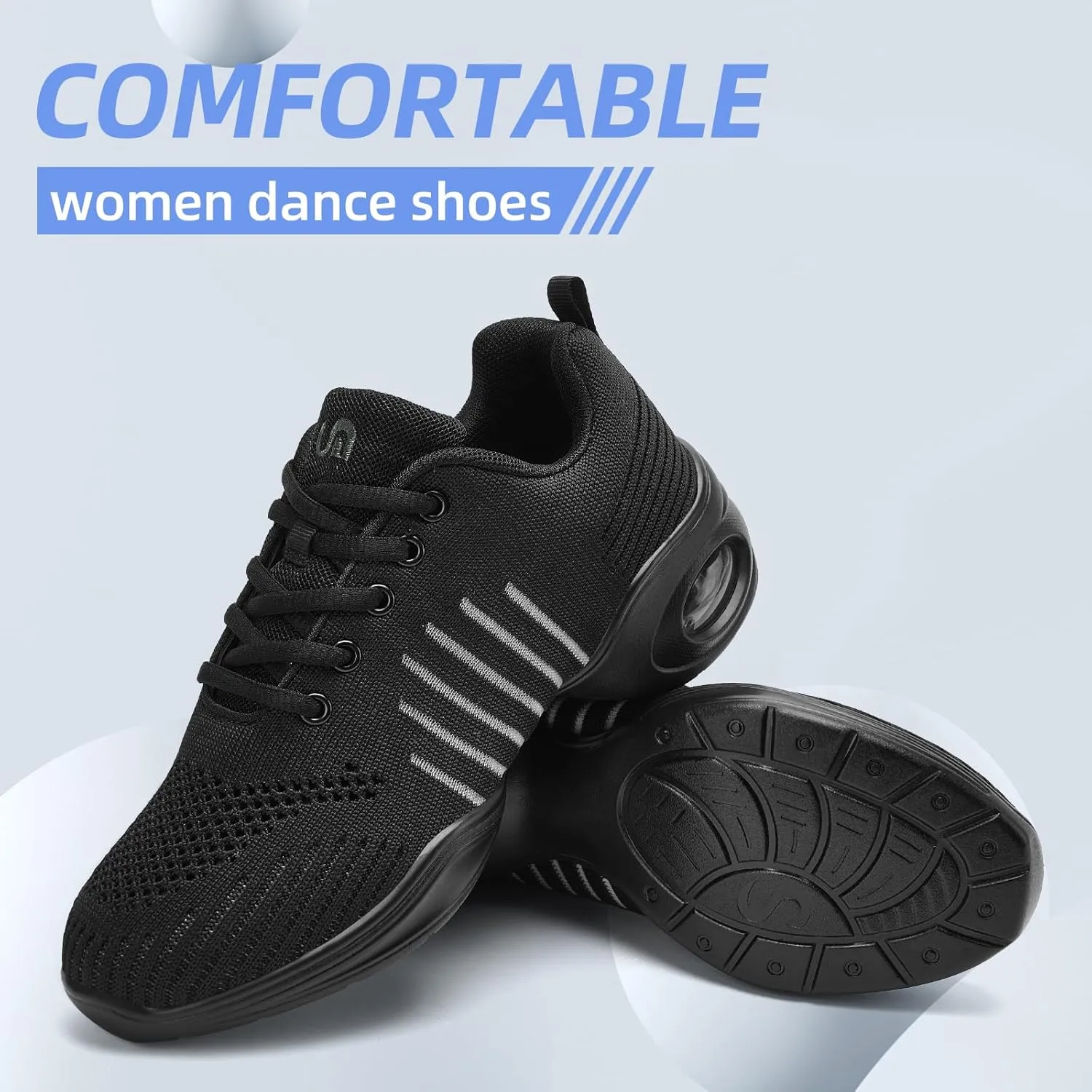 PPQ Women's Jazz Shoes Lace-up Sneakers Modern Dance Shoes Air Cushion Platform Walking Dance Shoes