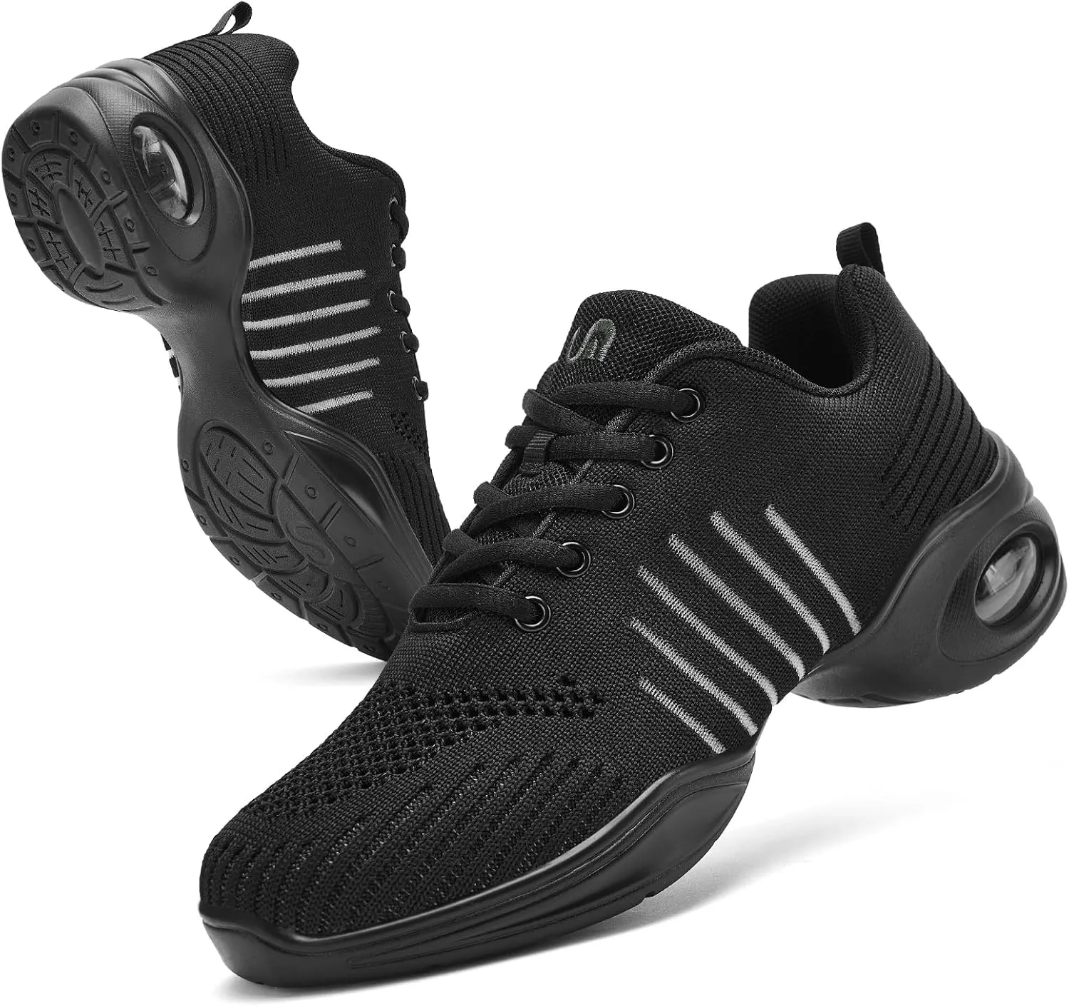 PPQ Women's Jazz Shoes Lace-up Sneakers Modern Dance Shoes Air Cushion Platform Walking Dance Shoes