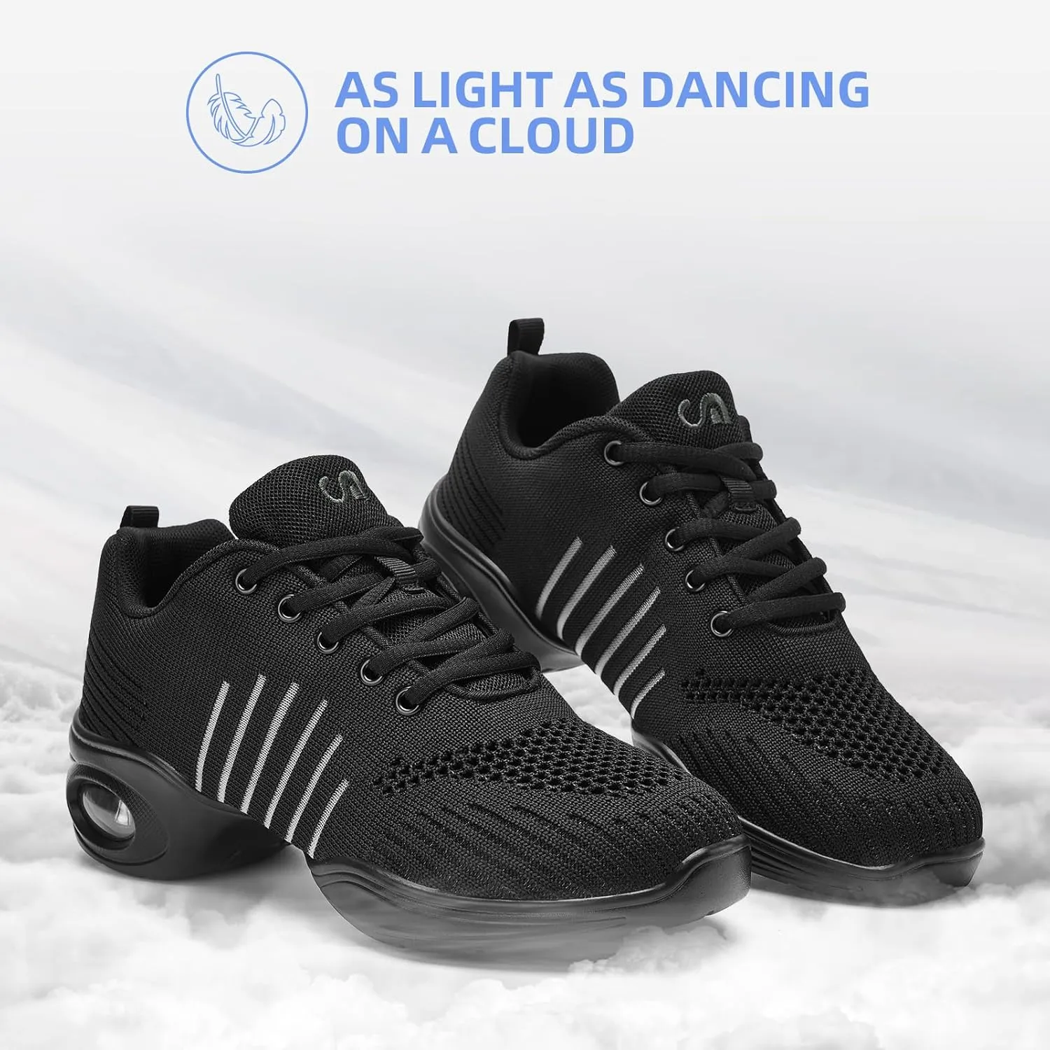 PPQ Women's Jazz Shoes Lace-up Sneakers Modern Dance Shoes Air Cushion Platform Walking Dance Shoes