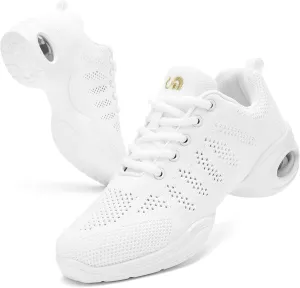 PPQ Women's Jazz Shoes Lace-up Sneakers Modern Dance Shoes Air Cushion Platform Walking Dance Shoes