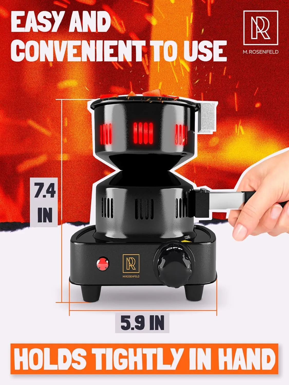 PRO Multipurpose Electric Charcoal Starter - Electric Charcoal Burner Approved Electric Stove - Coconut Coals Lighters with Tongs - 450W Hot Plate Electric with 304 Stainless Steel