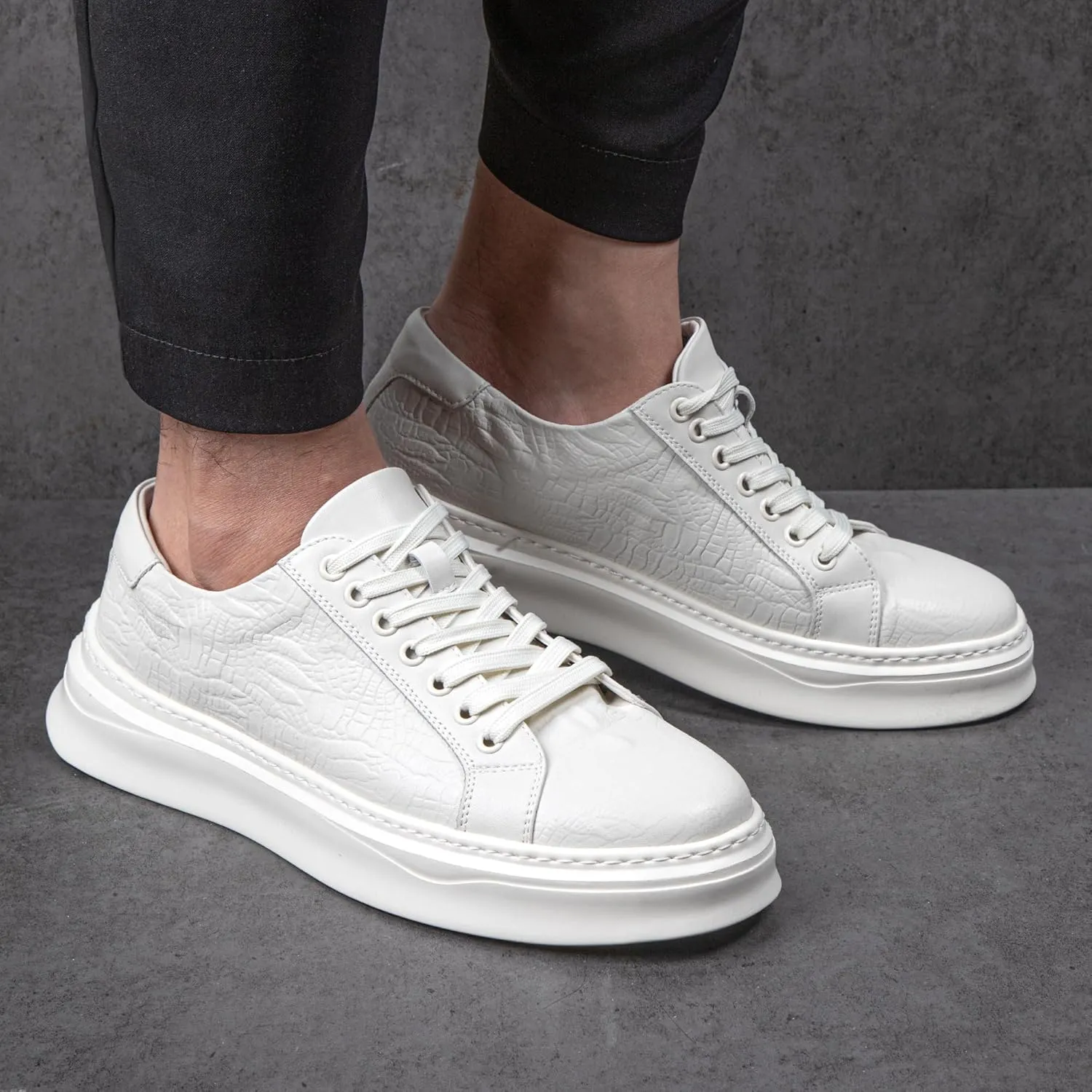 Qidordour Welford Men's Casual Skate Shoes Fashion Leather Walking Shoes