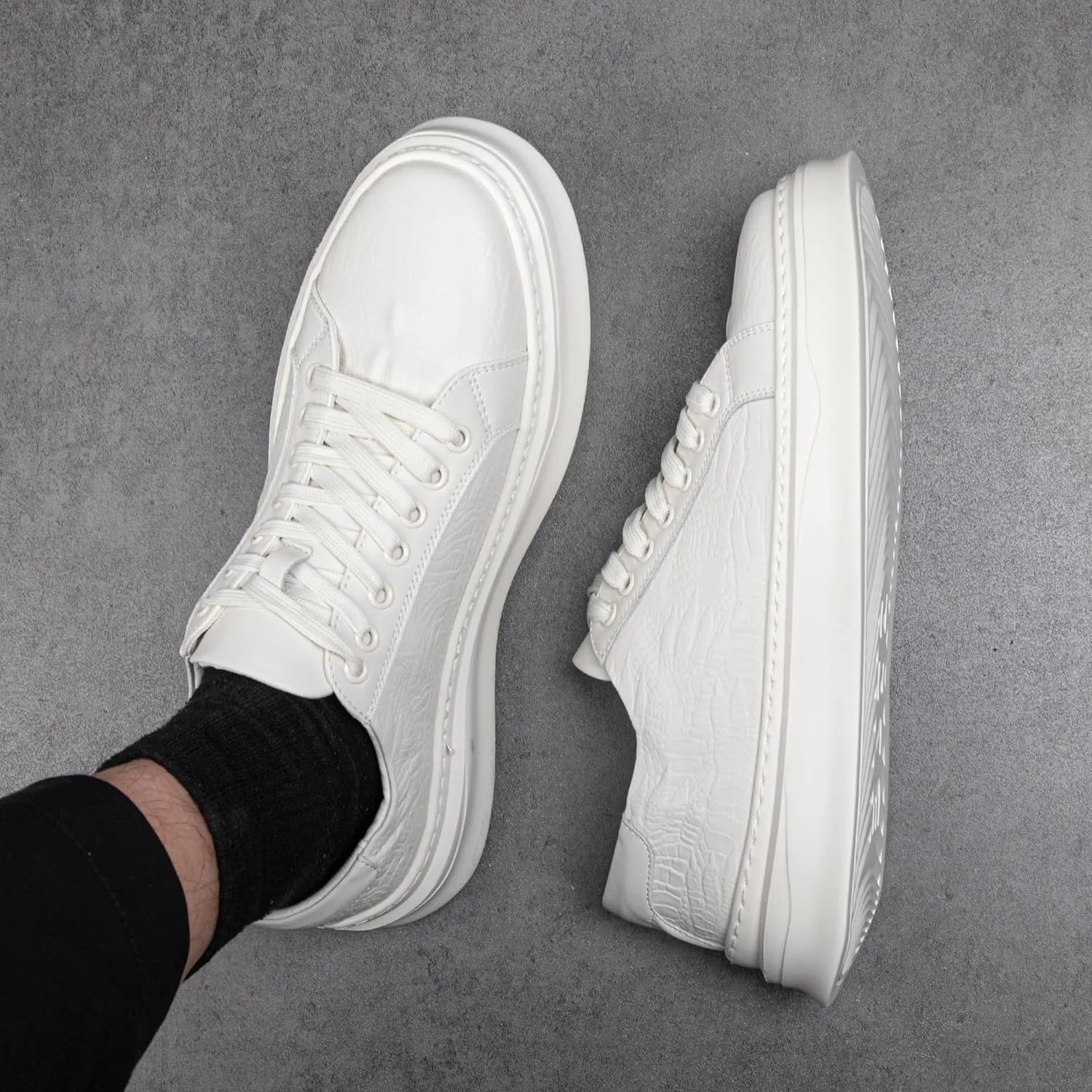 Qidordour Welford Men's Casual Skate Shoes Fashion Leather Walking Shoes