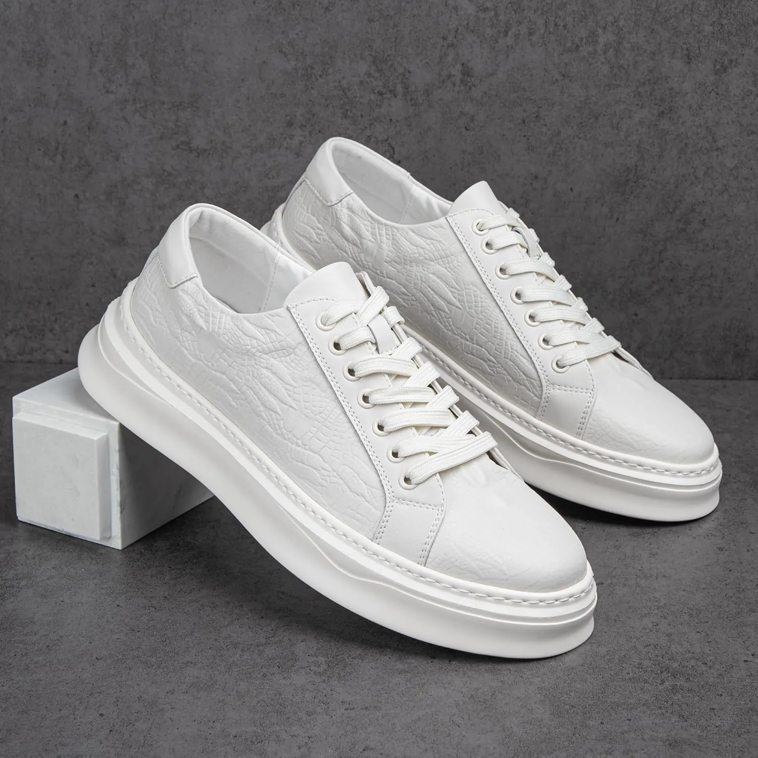 Qidordour Welford Men's Casual Skate Shoes Fashion Leather Walking Shoes