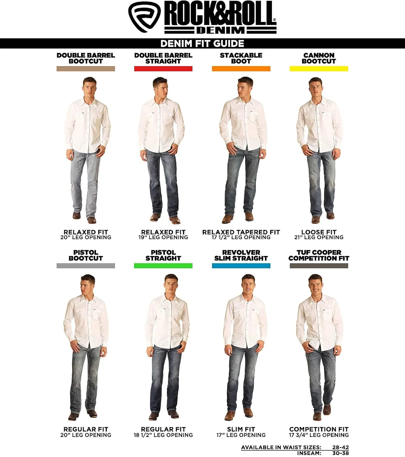 Rock & Roll Denim Regular Fit Stretch Straight Bootcut Jeans #M1P3473
