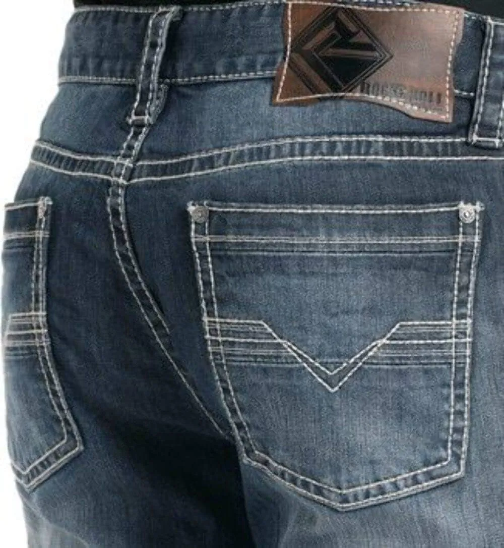 Rock & Roll Denim Relaxed Fit Stretch Straight Bootcut Jeans #M0S3473