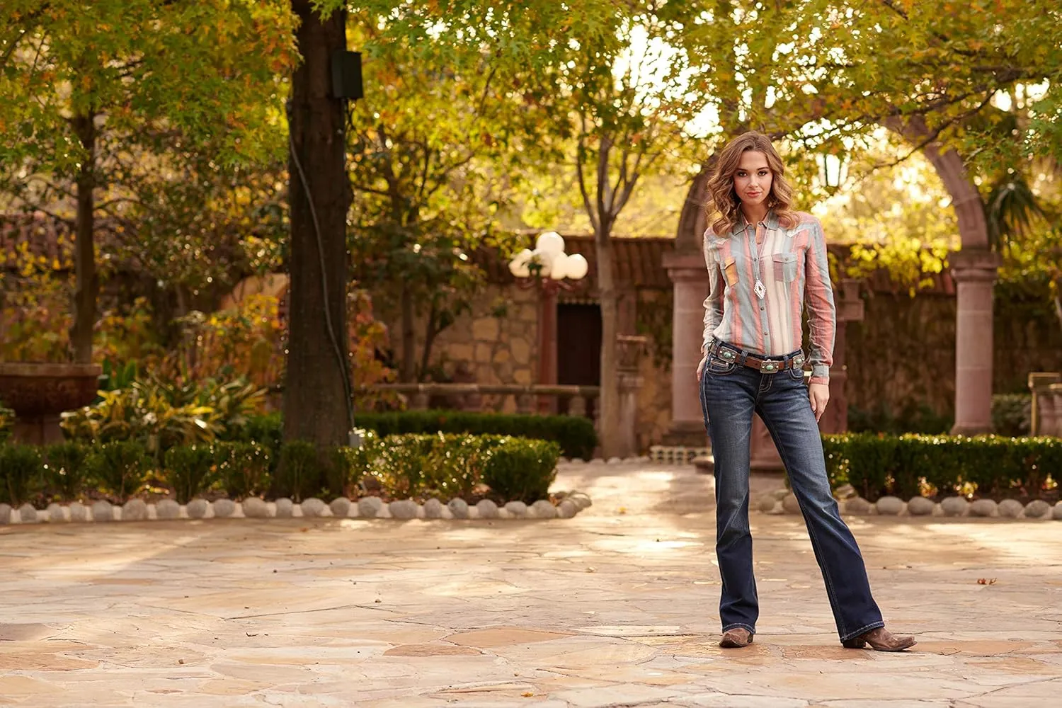 Rock and Roll Cowgirl Abstract V Riding Jean