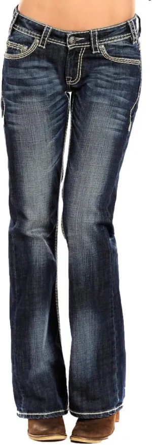 Rock and Roll Cowgirl Abstract V Riding Jean