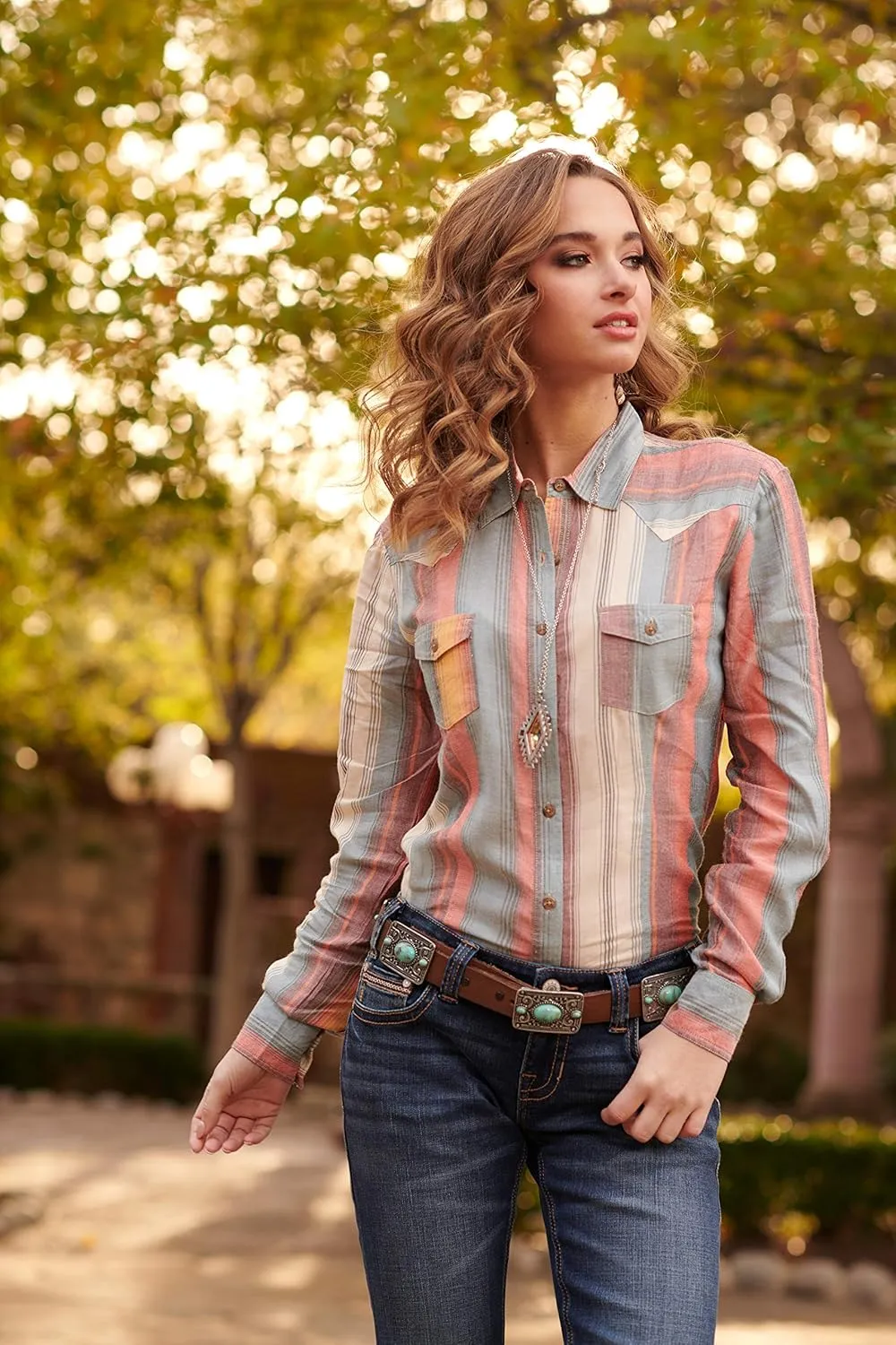 Rock and Roll Cowgirl Abstract V Riding Jean