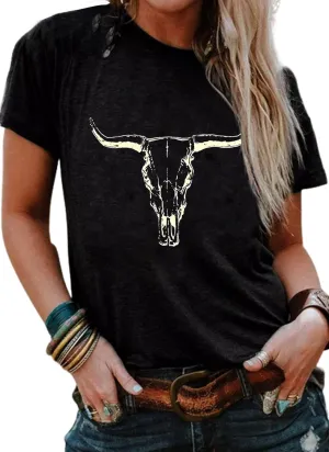 Rock Band T-Shirt Women Country Music Shirt Tops Vintage Graphic Tees Shirts Retro Steer Western Rodeo Tshirt
