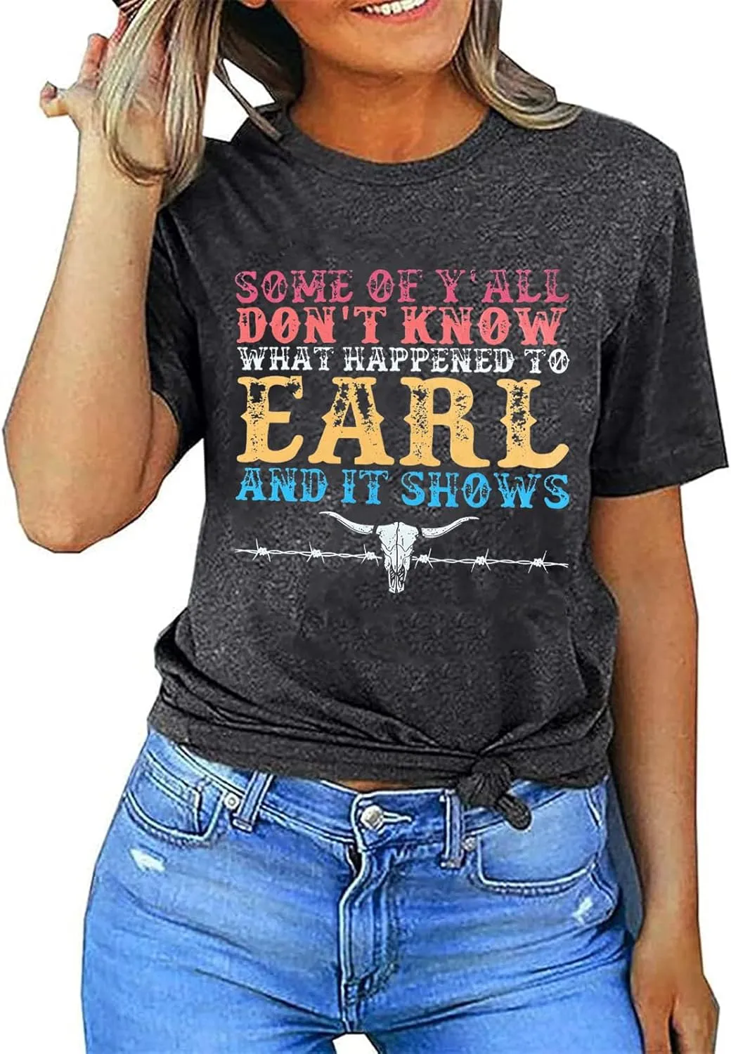 Rock Band T-Shirt Women Country Music Shirt Tops Vintage Graphic Tees Shirts Retro Steer Western Rodeo Tshirt