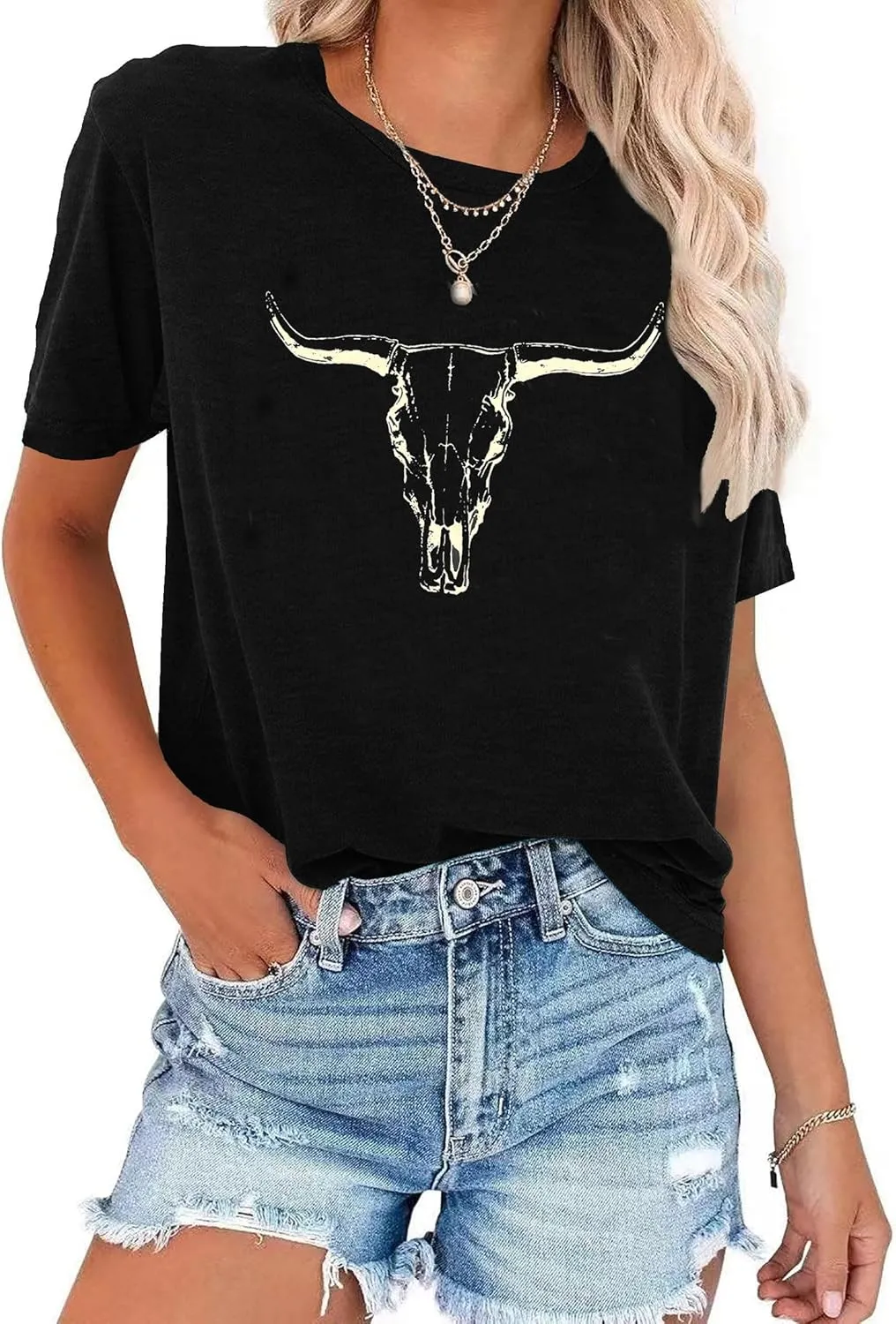 Rock Band T-Shirt Women Country Music Shirt Tops Vintage Graphic Tees Shirts Retro Steer Western Rodeo Tshirt