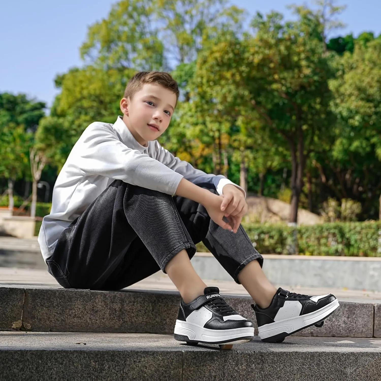 Roller Skate Shoes for Boys Girls Kids Detachable Wheeled 2 in 1 Skating Shoes with Wheels Fashion Sneaker