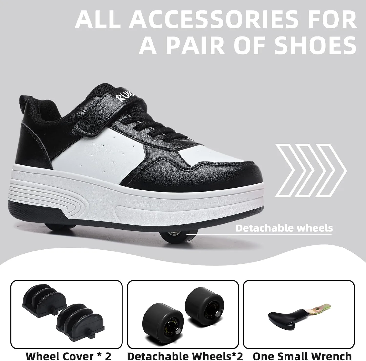 Roller Skate Shoes for Boys Girls Kids Detachable Wheeled 2 in 1 Skating Shoes with Wheels Fashion Sneaker