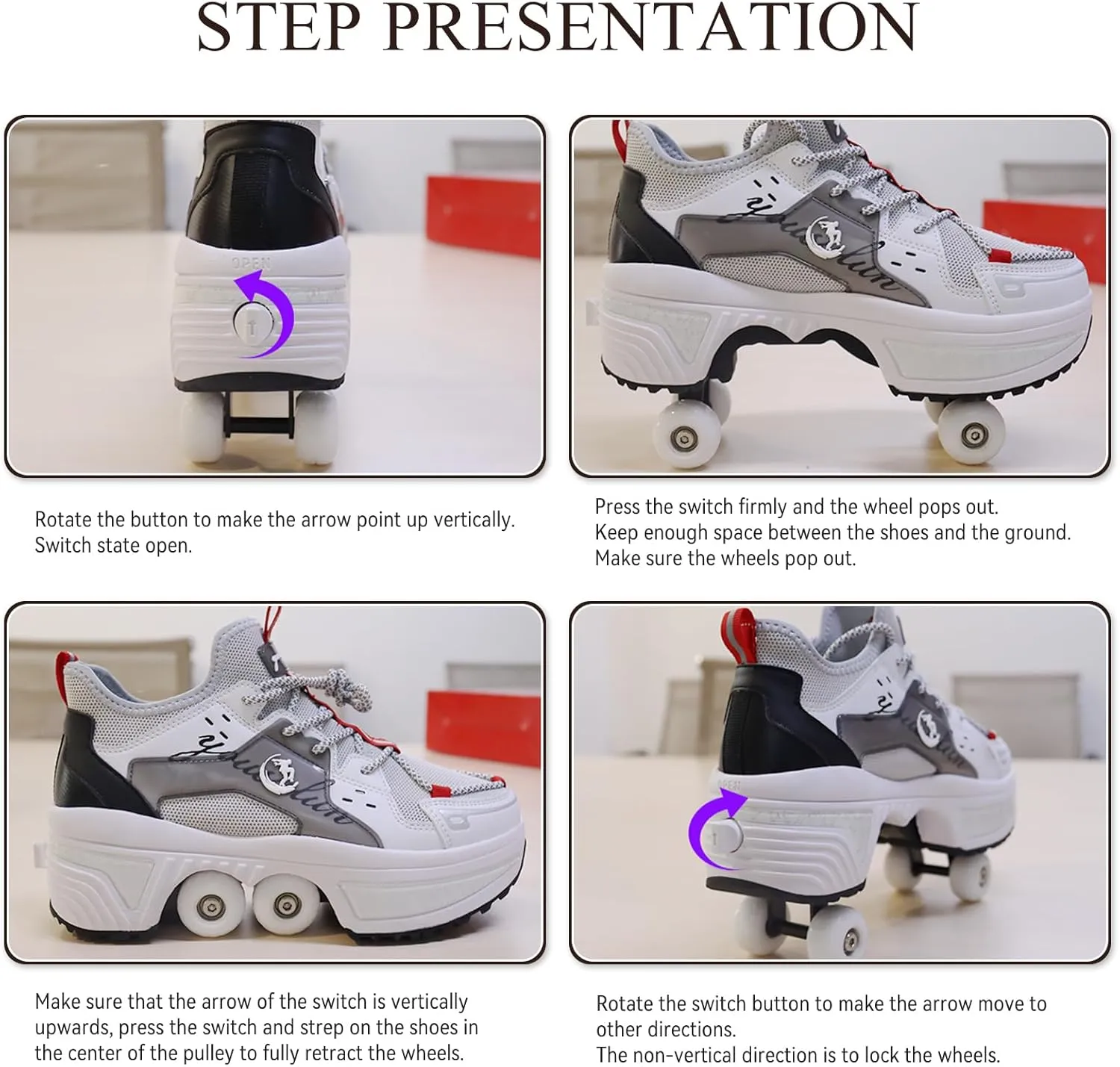 Roller Skate Shoes for Women Kids Roller Shoes Boy Girl Sneakers with Retractable Wheels Breathable Roller Skates Shoes for Christmas Birthday Children Show Gift