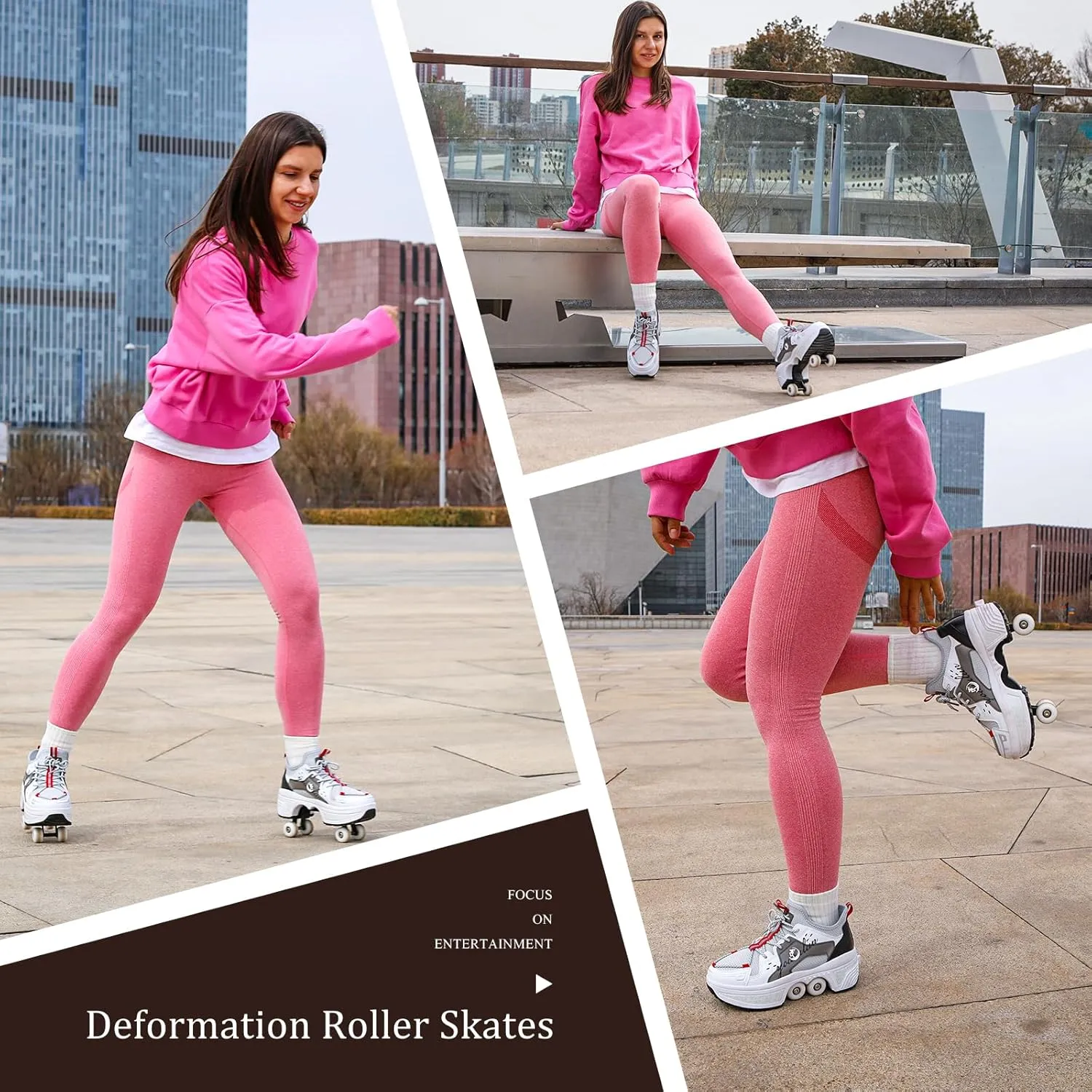 Roller Skate Shoes for Women Kids Roller Shoes Boy Girl Sneakers with Retractable Wheels Breathable Roller Skates Shoes for Christmas Birthday Children Show Gift