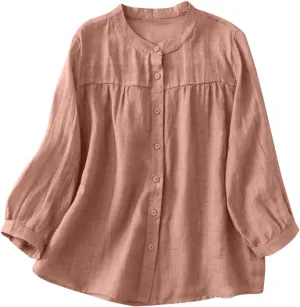 Shirts for Women 2025 Summer High Low Cotton Linen Shirt Button Down Embroidered Blouse Long Sleeve Tunic Tops