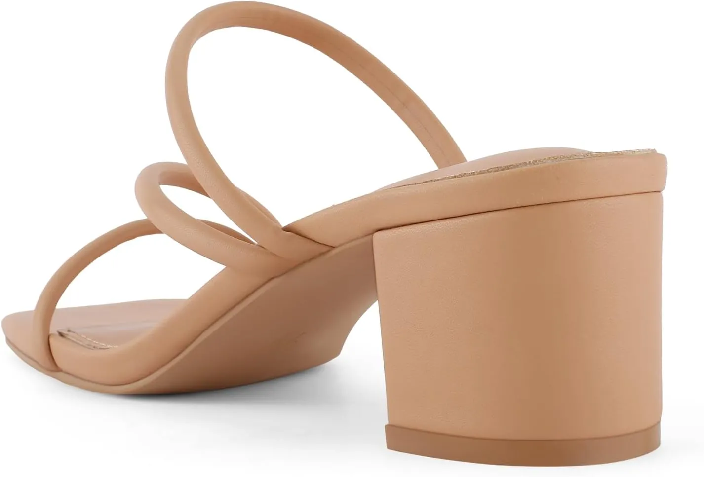 Shoe'N Tale Strappy Heels For Women Low Chunky Block Heel Heeled Sandals Square Open Toe Slip On Slides Mules