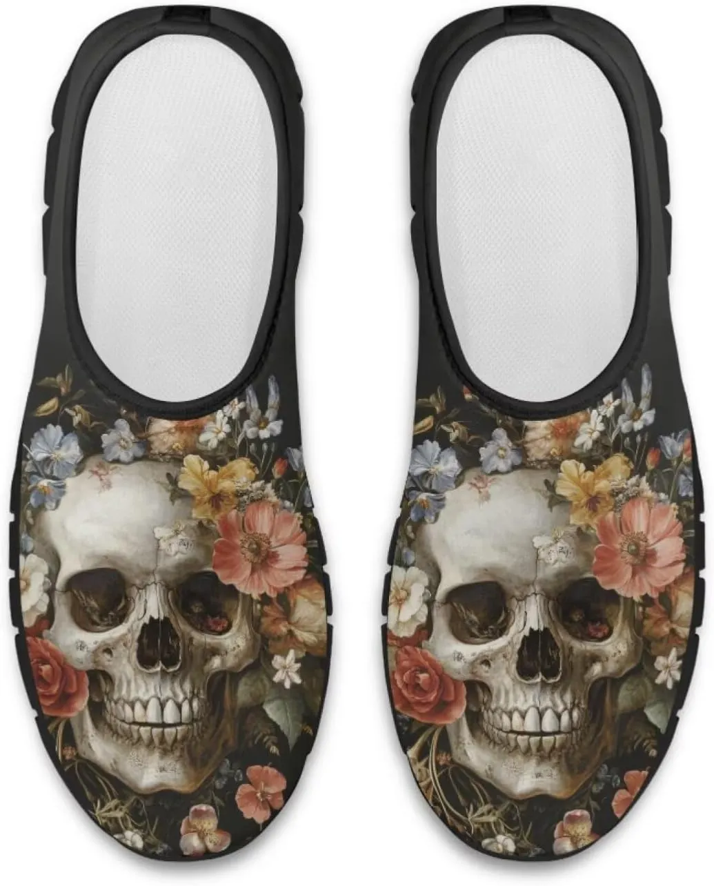 Skull Walking Shoes Casual Tennis Flat Work Loafer Wide Toe Driving Shoe Hiking Sneaker for Women