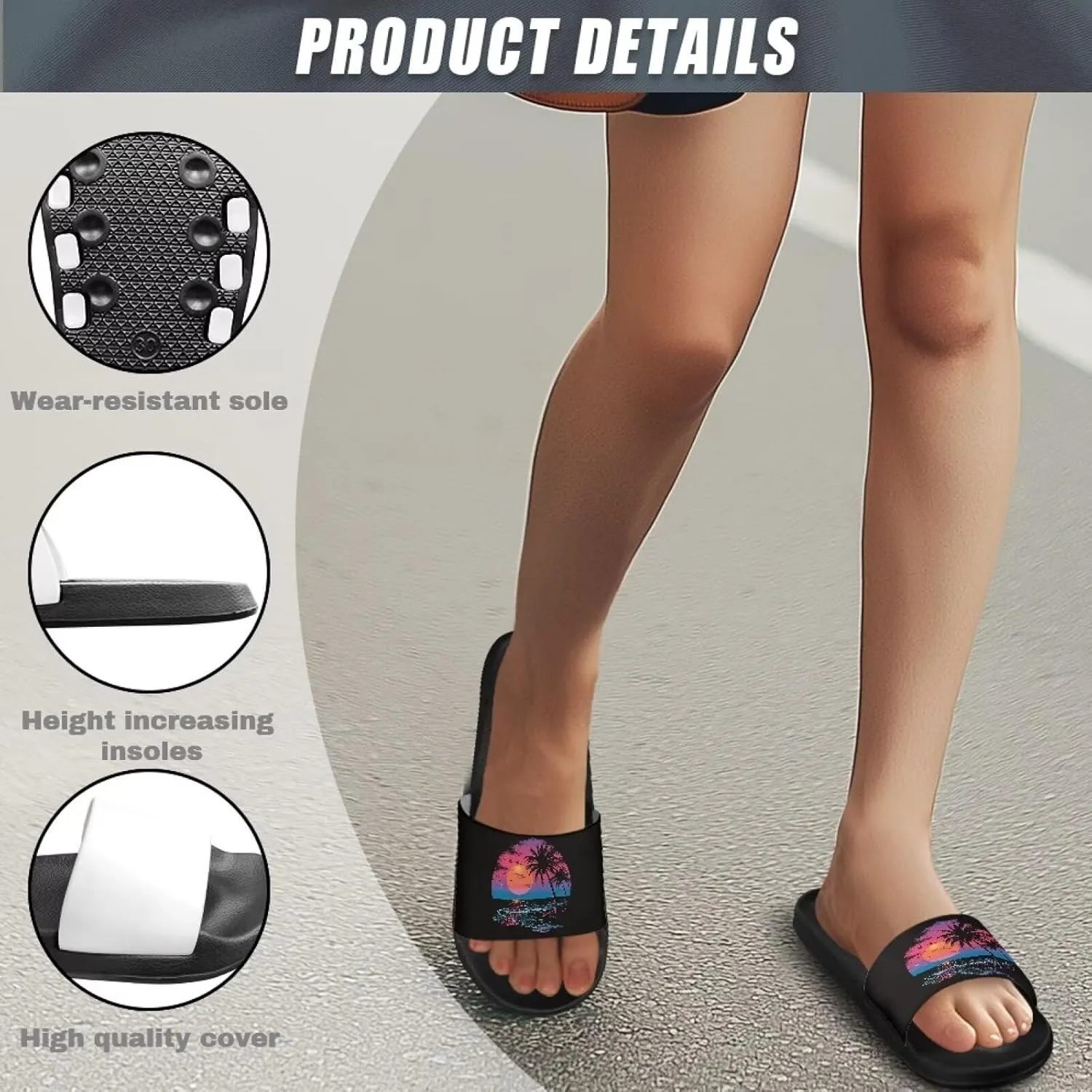 Slides & Slippers for Women & Men Casual Pool Sandals Open Toe Shower Shoes Summer Footwear Gift for Family Friends