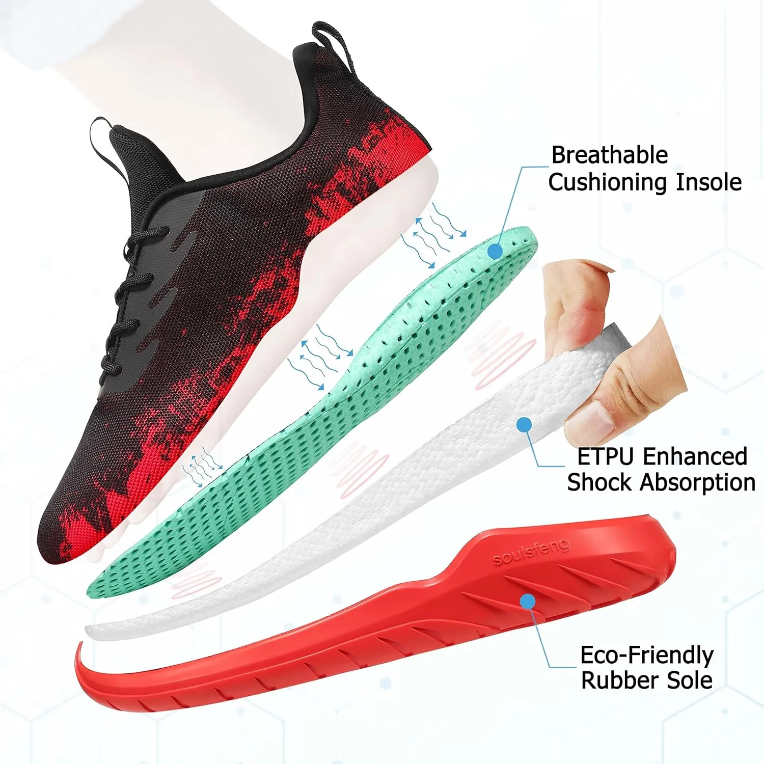 Soulsfeng Kids Tennis Shoes Lightweight Breathable Boys Running Shoe Fashion Walking Sneakers for Girls (Little Kid/Big Kid)