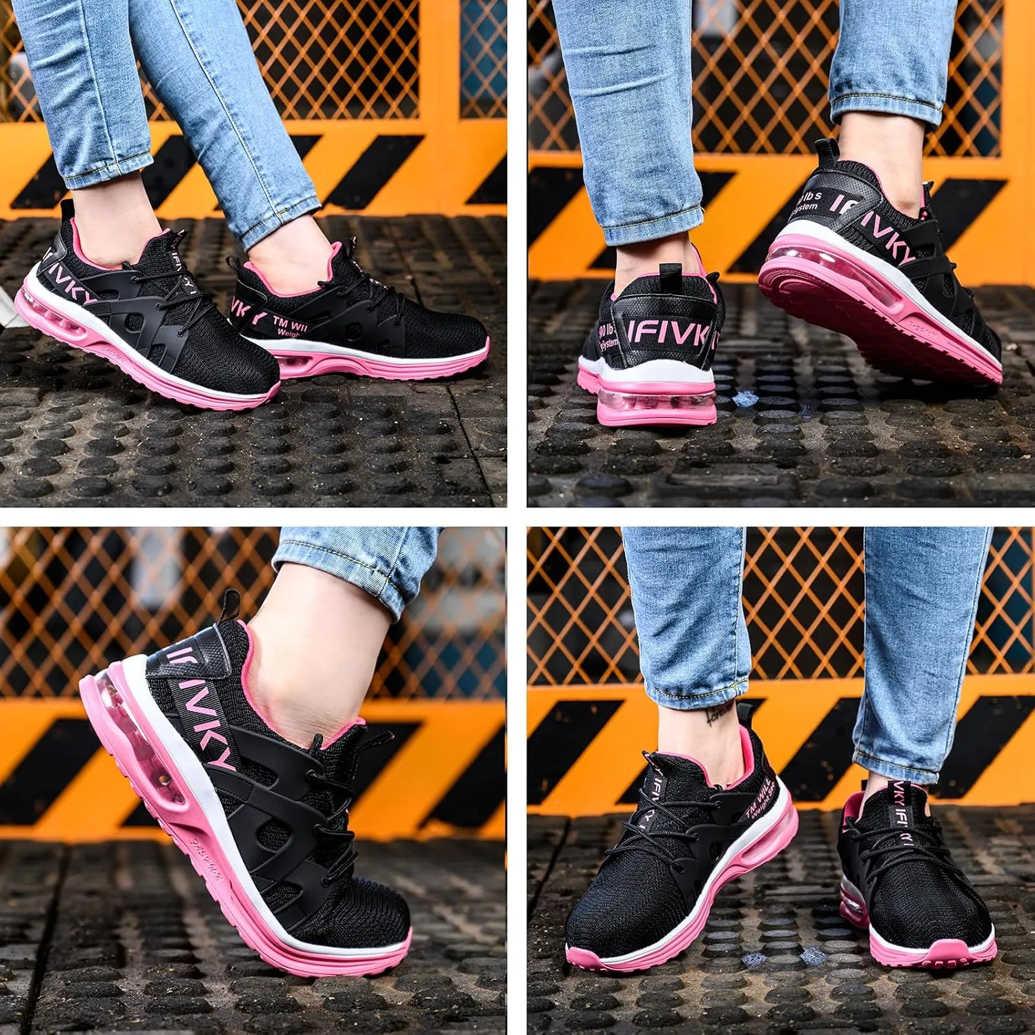 Steel Toe Shoes for Women Lightweight Air Cushion Breathable Work Shoes Comfortable Puncture Proof Slip Resistant Safety Shoes Indestructible Composite Toe Sneakers Industrial Footwear