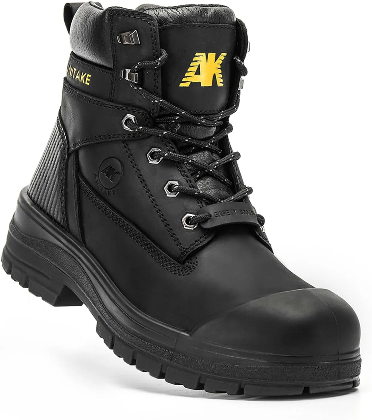 Steel Toe Work Boots for Men,6 inch, Full Grain Leather, electrical insulation, Non-Slip, Impact Resistance, Breathable & Comfortable Safety Boots