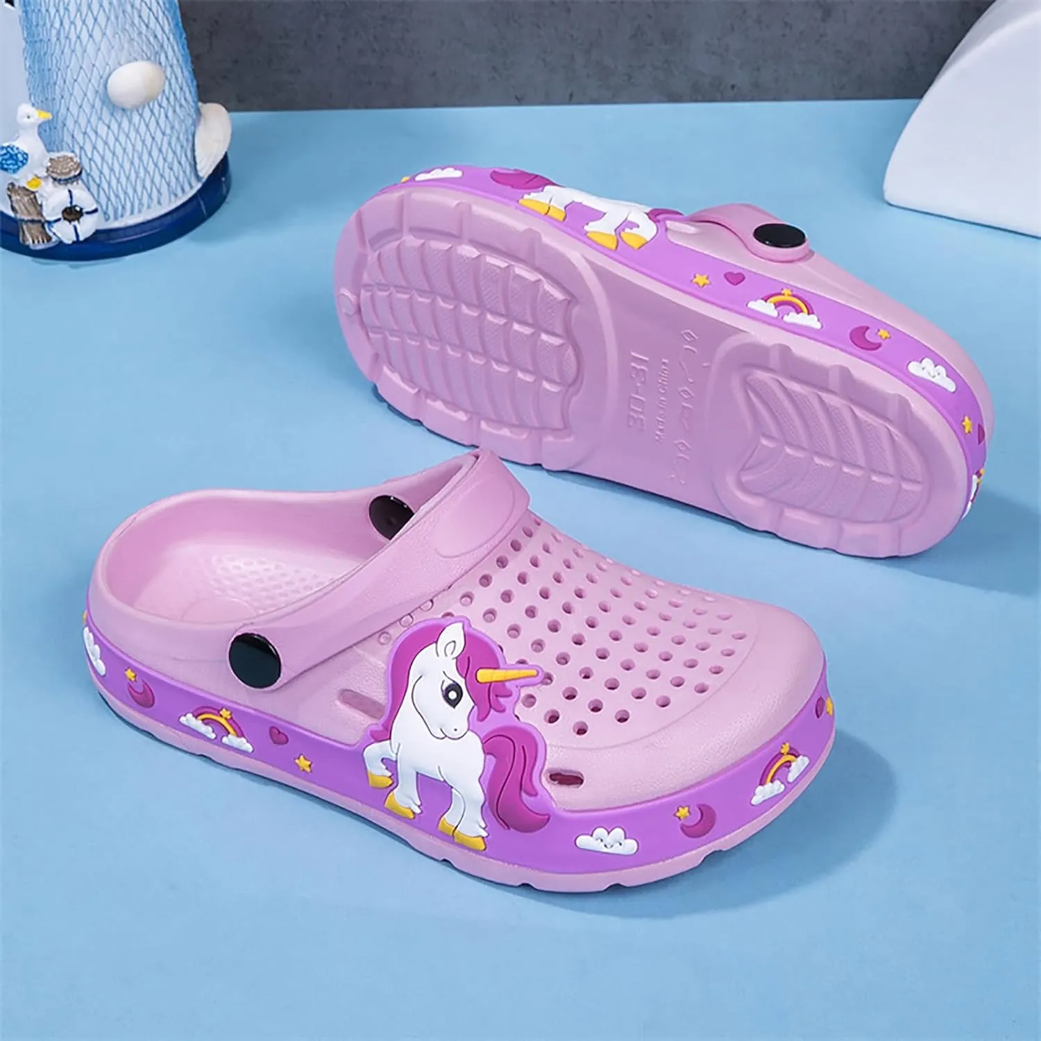 Sunporx Little Kids Clogs Cute Cartoon Boys Girls Garden Clogs Toddlers Non-Slip BreathableSummer Indoor Outdoor Kids Beach Pool Water Sandals