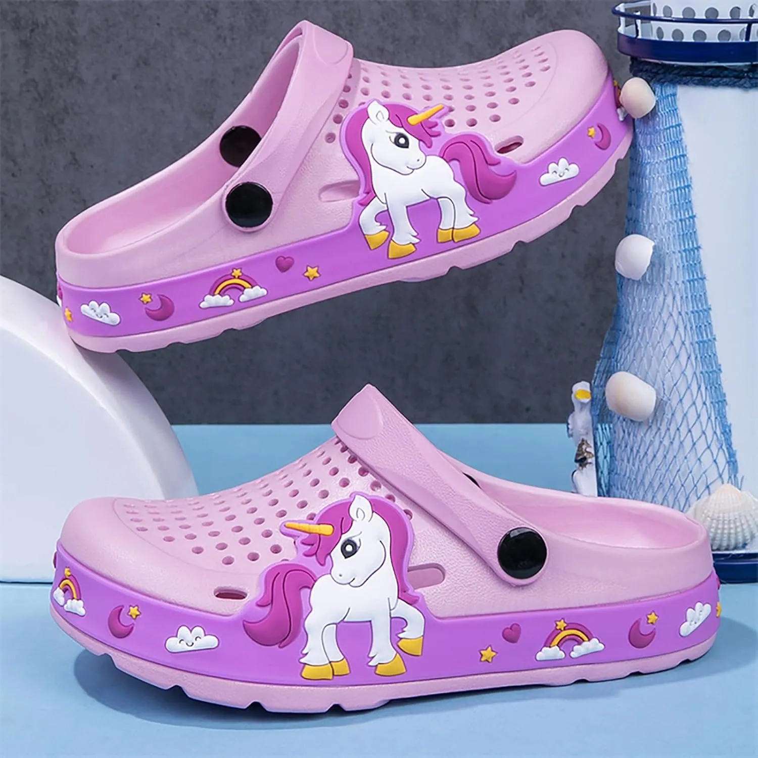 Sunporx Little Kids Clogs Cute Cartoon Boys Girls Garden Clogs Toddlers Non-Slip BreathableSummer Indoor Outdoor Kids Beach Pool Water Sandals