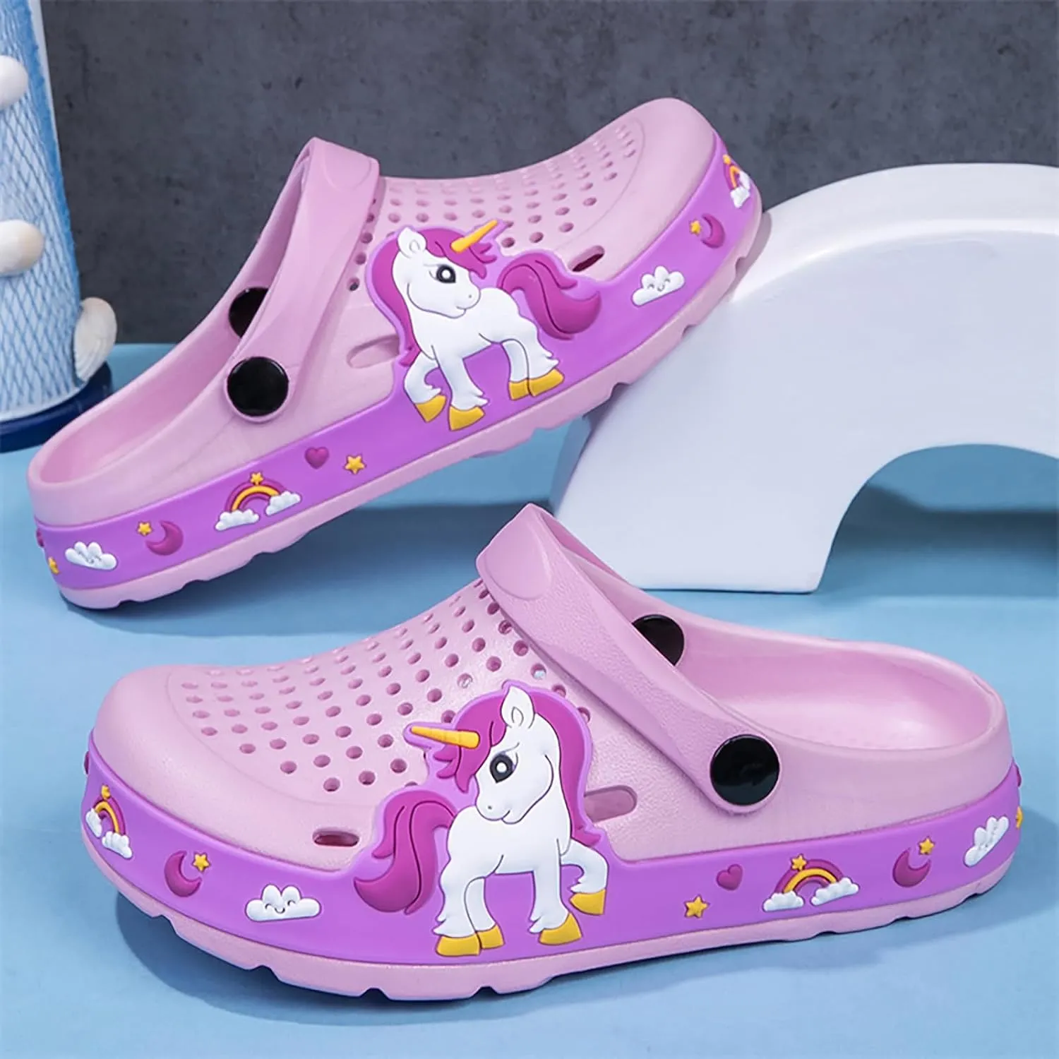 Sunporx Little Kids Clogs Cute Cartoon Boys Girls Garden Clogs Toddlers Non-Slip BreathableSummer Indoor Outdoor Kids Beach Pool Water Sandals