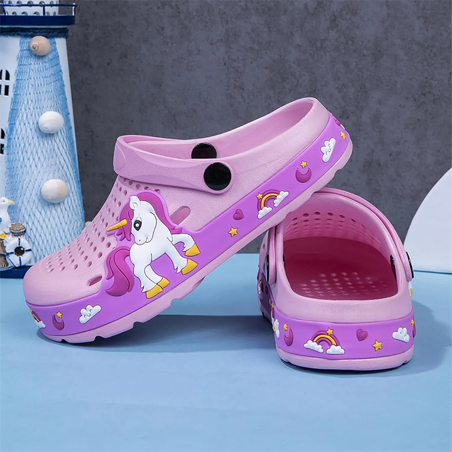 Sunporx Little Kids Clogs Cute Cartoon Boys Girls Garden Clogs Toddlers Non-Slip BreathableSummer Indoor Outdoor Kids Beach Pool Water Sandals