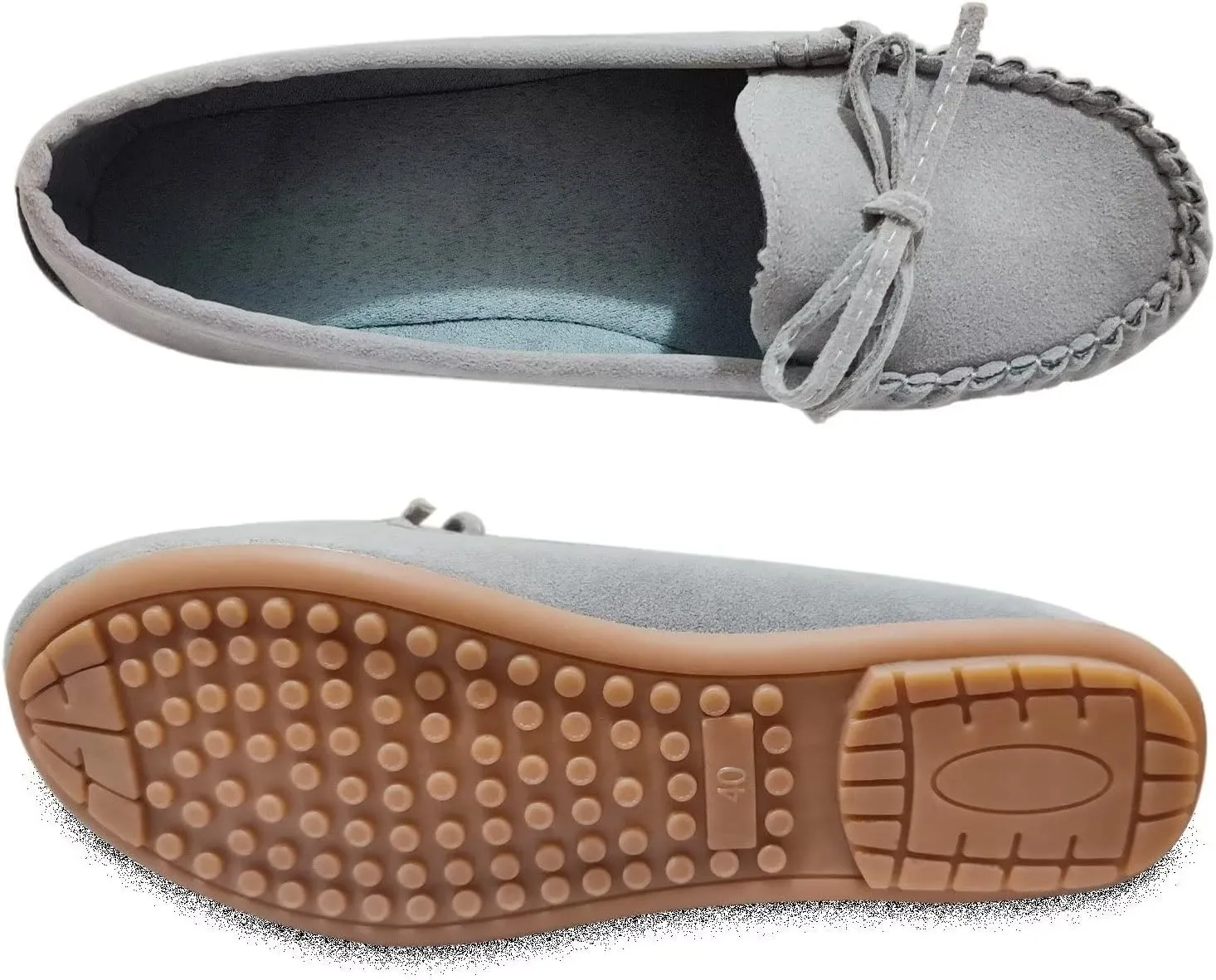 Sunporx Moccasin Shoes for Women Casual Bowknot Penny Loafers Womens Moccasin Slippers Driving Moccasins Shoes Suede Slip on Flat Shoes