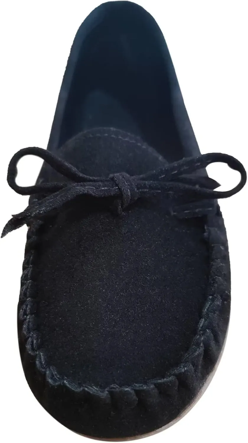 Sunporx Moccasin Shoes for Women Casual Bowknot Penny Loafers Womens Moccasin Slippers Driving Moccasins Shoes Suede Slip on Flat Shoes