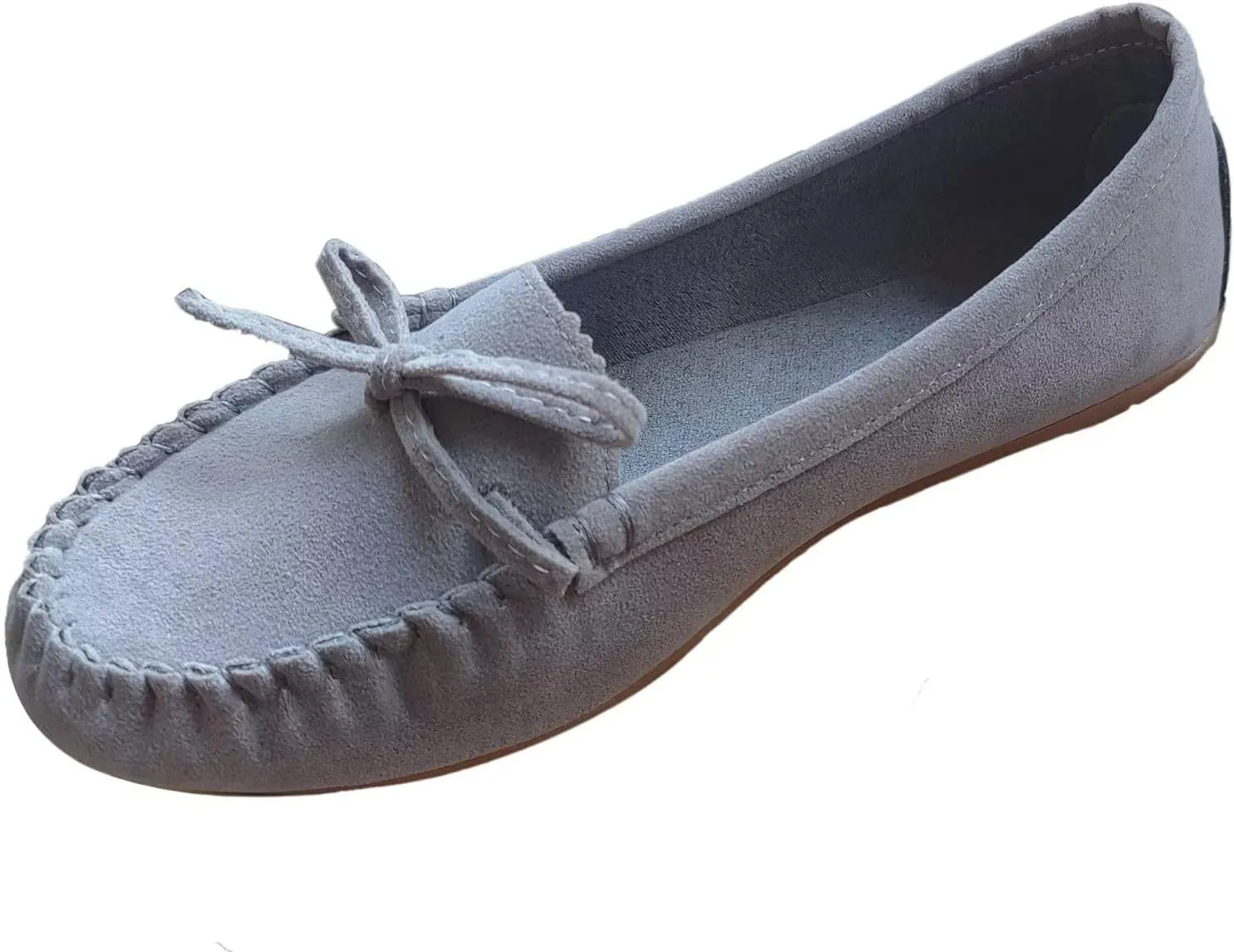 Sunporx Moccasin Shoes for Women Casual Bowknot Penny Loafers Womens Moccasin Slippers Driving Moccasins Shoes Suede Slip on Flat Shoes