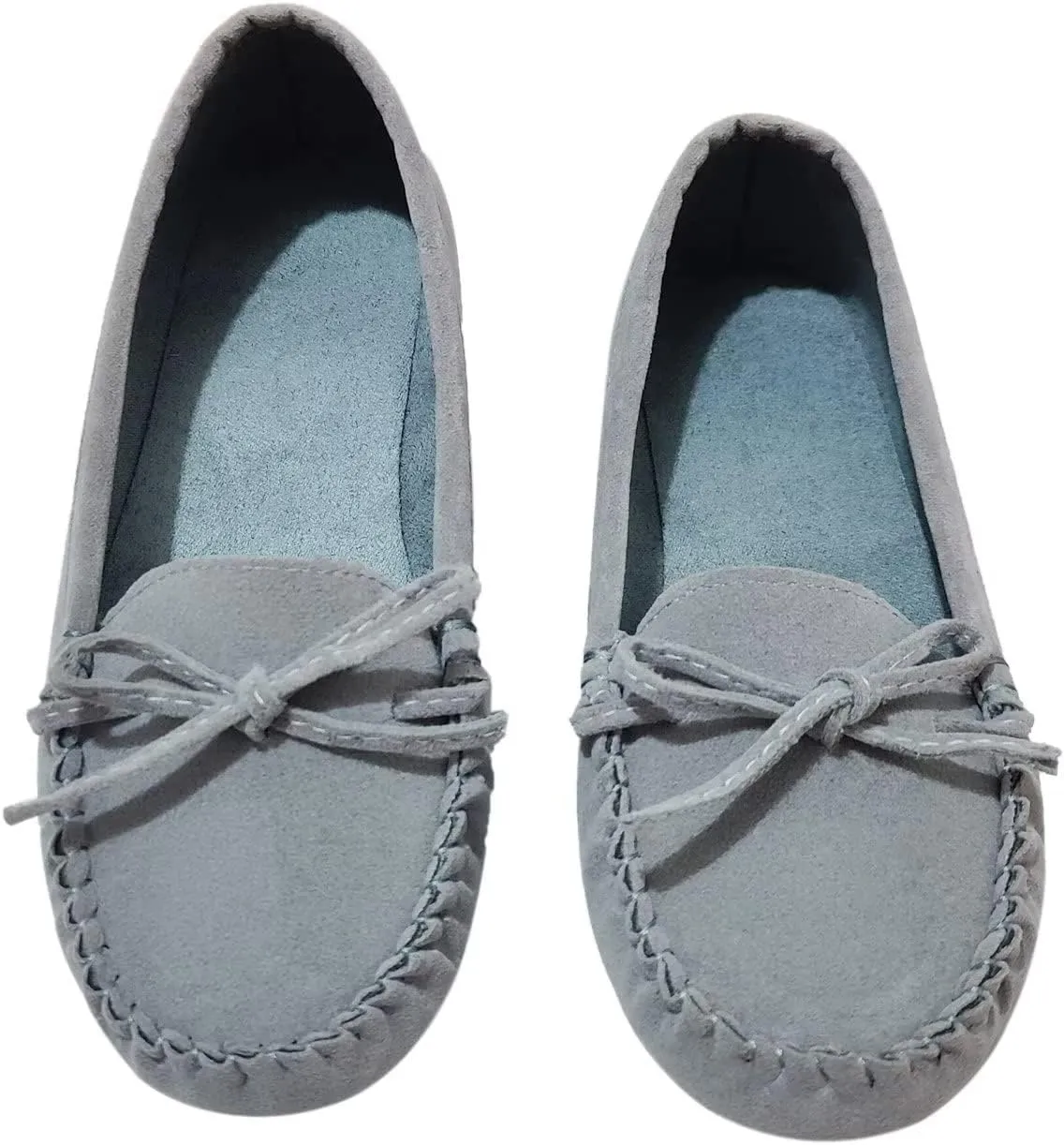 Sunporx Moccasin Shoes for Women Casual Bowknot Penny Loafers Womens Moccasin Slippers Driving Moccasins Shoes Suede Slip on Flat Shoes