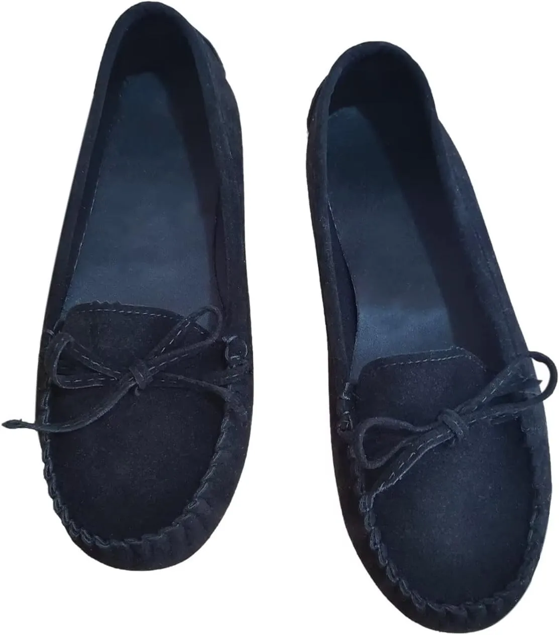 Sunporx Moccasin Shoes for Women Casual Bowknot Penny Loafers Womens Moccasin Slippers Driving Moccasins Shoes Suede Slip on Flat Shoes